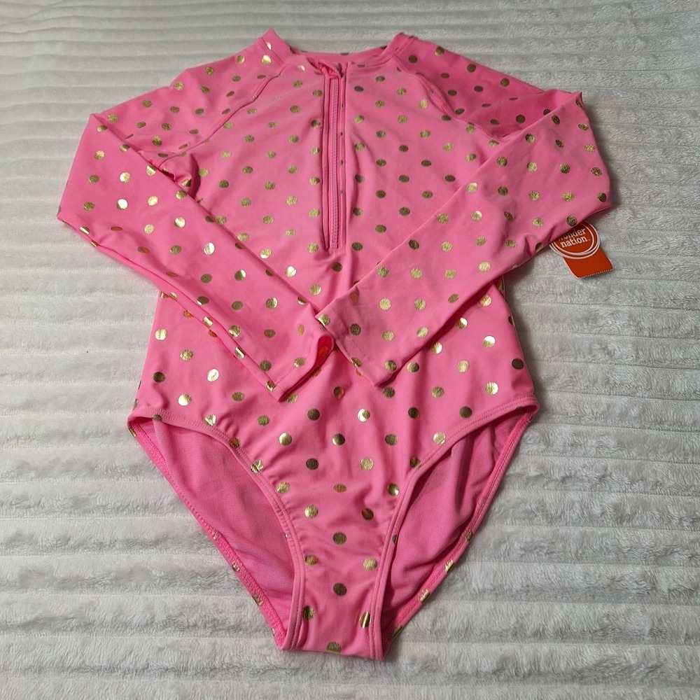 3 PC LOT One Pc Long Sleeve Rashguard Swimsuits Girls L (10-12) Multi UPF 50+ - Picture 4 of 9